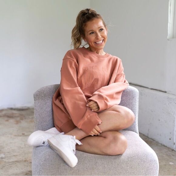 Brooklyn Grace "MAMA" Drop Shoulder Autumn Spice Orange Crewneck Sweater Large - Picture 11 of 11